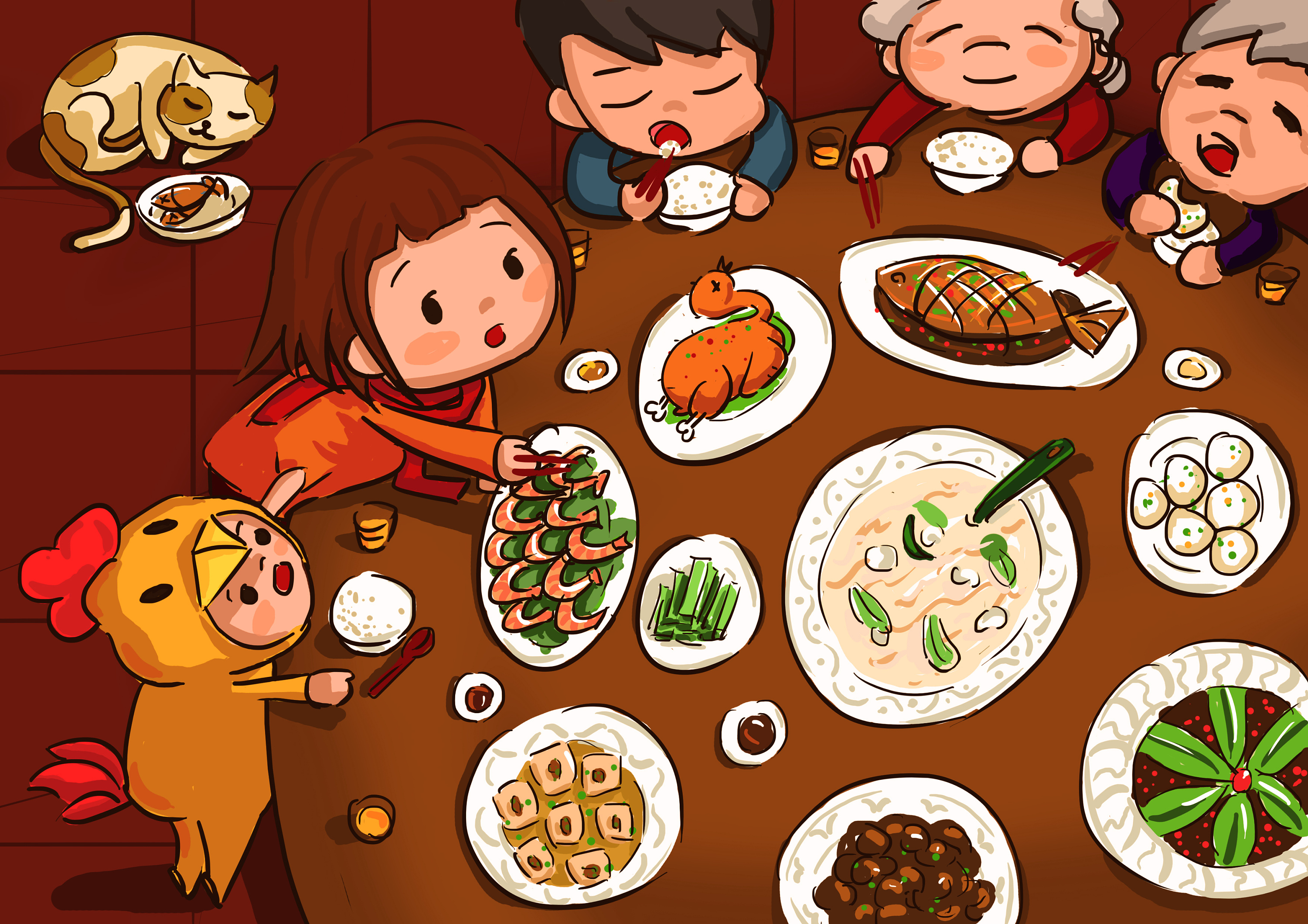 年夜饭食物图片卡通图片
